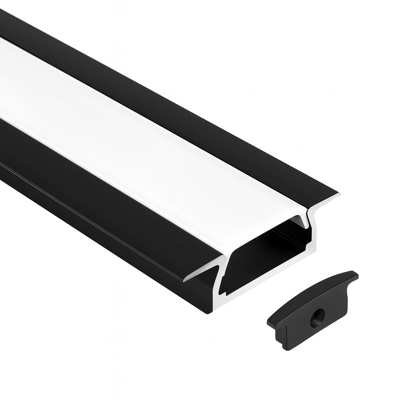 Perfil para Fita LED Preto em Alumínio 24x07