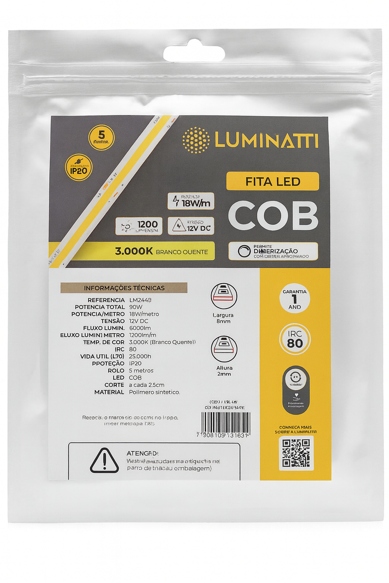Fita LED COB 3000K Luminatti 18W