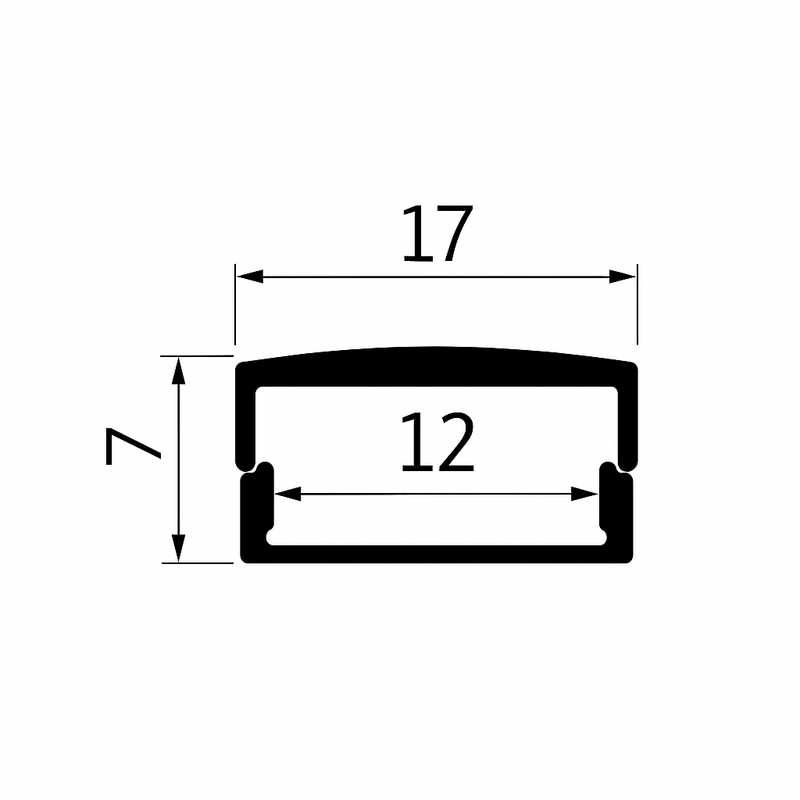 Perfil de Alumínio para Fita LED 17x07 Preto 2m