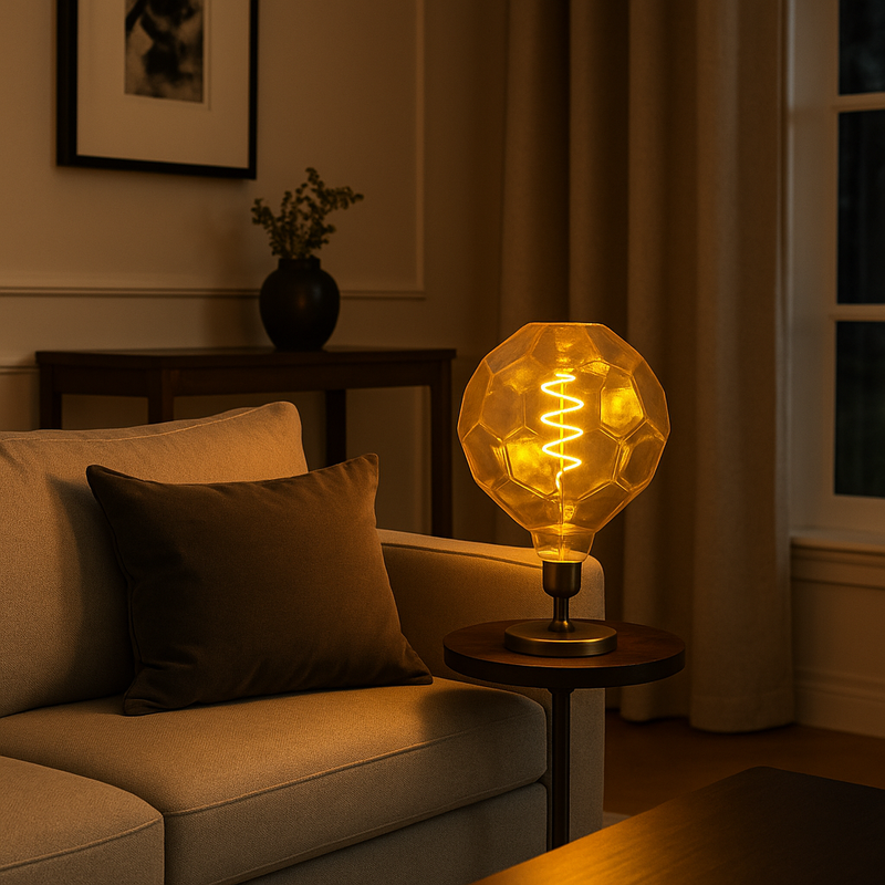 Lâmpada Filamento LED Globo Futebol Âmbar