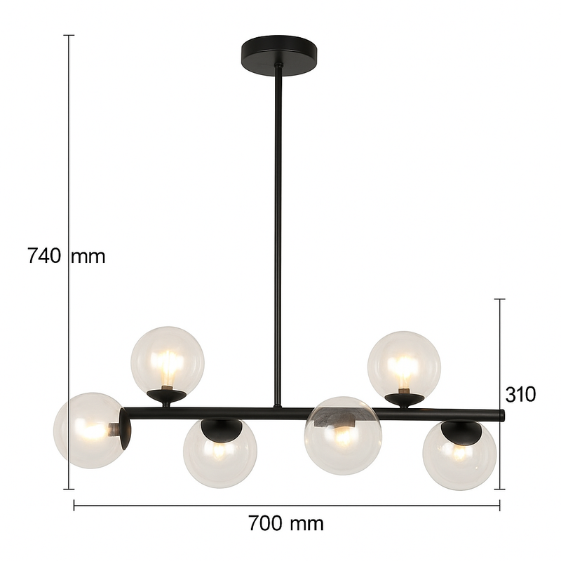 Pendente Luminária Molecular Preto LM-003