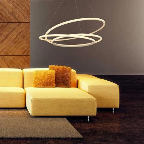 Lustre Pendente Espiral Anéis de LED 88W para Pé Direito Duplo