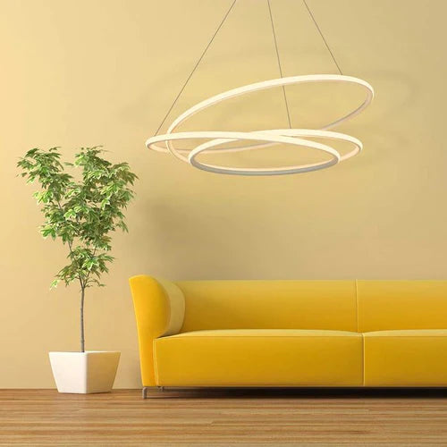 Lustre Pendente Espiral Anéis de LED 88W para Pé Direito Duplo