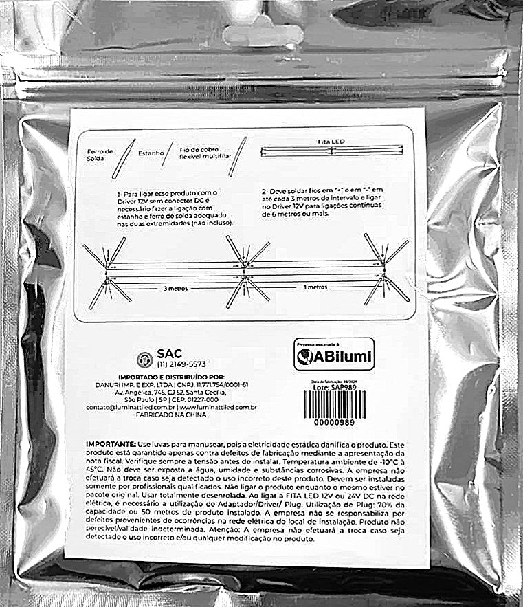 Fita Led Cob Branco Quente 12v *permite dimerização
