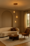 Pendente Triplo Retrô Vintage Dourado