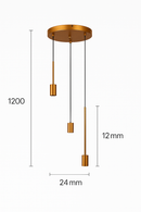 Pendente Triplo Retrô Vintage Dourado